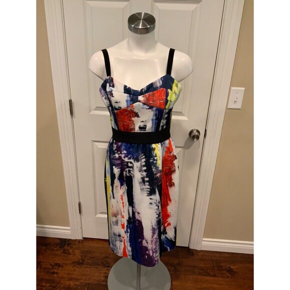 Milly Multicolor Splatter Pencil Dress, Size 8 - Picture 1 of 8